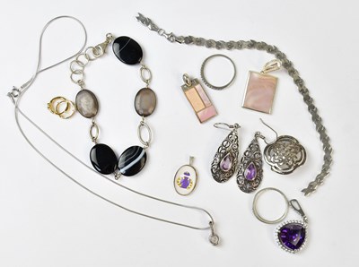 Lot 984 - A group of silver jewellery, comprising two...