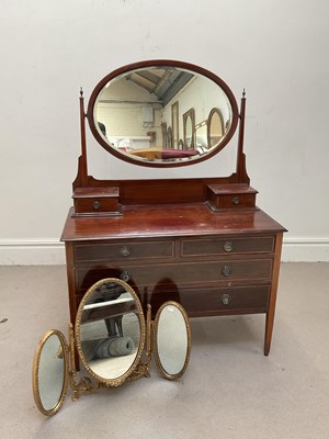 Lot 1267 - An Edwardian inlaid mahogany mirror back...