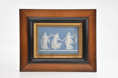 Lot 1539 - WEDGWOOD; a 19th century blue jasperware wall...