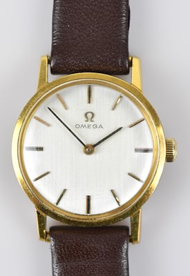 Lot 1190 - OMEGA; a lady's 18ct gold cased wristwatch,...