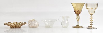 Lot 1613 - A collection of six Murano glass items,...