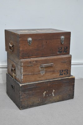 Lot 2076 - A group of three wooden storage boxes, two...