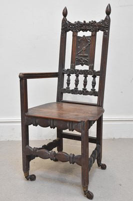 Lot 1207 - A 19th century carved mahogany one armed...