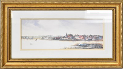Lot 382 - KEN HAMMOND (born 1948); watercolour, river...