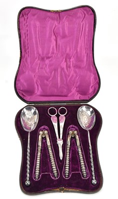 Lot 33 - A cased silver plated fruit set, comprising...