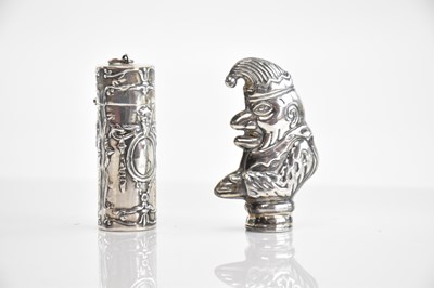 Lot 138 - A sterling silver sewing case of cylindrical...