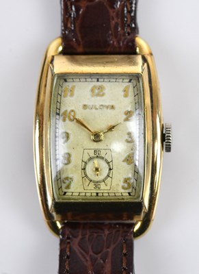 Lot 1207 - BULOVA; a gentleman's gold filled wristwatch,...