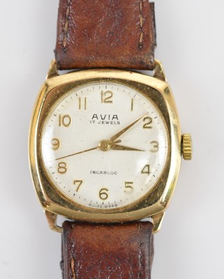 Lot 1158 - AVIA; a gentleman's trench style wristwatch,...
