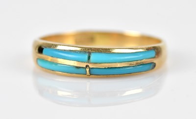 Lot 584 - An Eastern yellow metal and turquoise set...