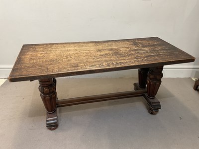 Lot 1063 - An early 20th century oak refectory type table,...