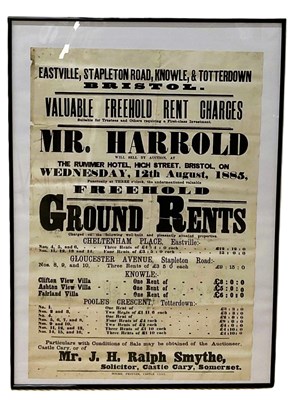 Lot 365 - A 1885 auction poster for Bristol properties...