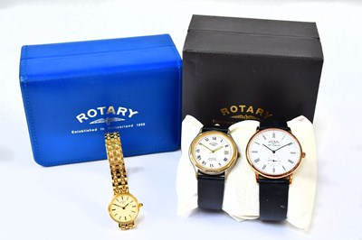 Lot 1036 - ROTARY; a boxed gold-plated wristwatch, the...