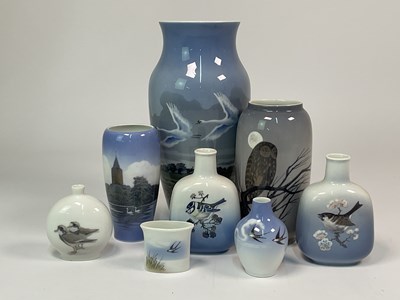 Lot 228 - ROYAL COPENHAGEN; eight porcelain vases, all...