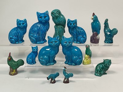 Lot 205 - A quantity of turquoise blue ceramic models of...