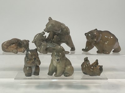 Lot 222 - ROYAL COPENHAGEN; six porcelain models of...