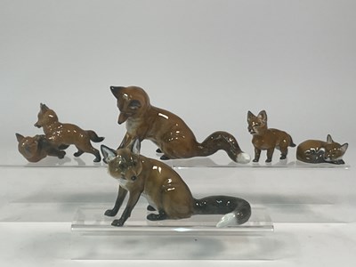 Lot 170 - ROSENTHAL; five porcelain models of foxes and...