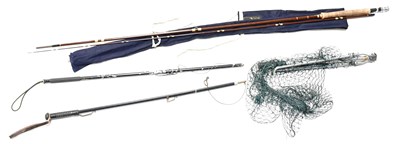 Lot 661F - HARDY BROS; a Fibrelite fishing rod, a folding...