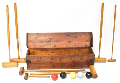 Lot 268 - A boxed Spaldings No.4 wooden croquet set,...