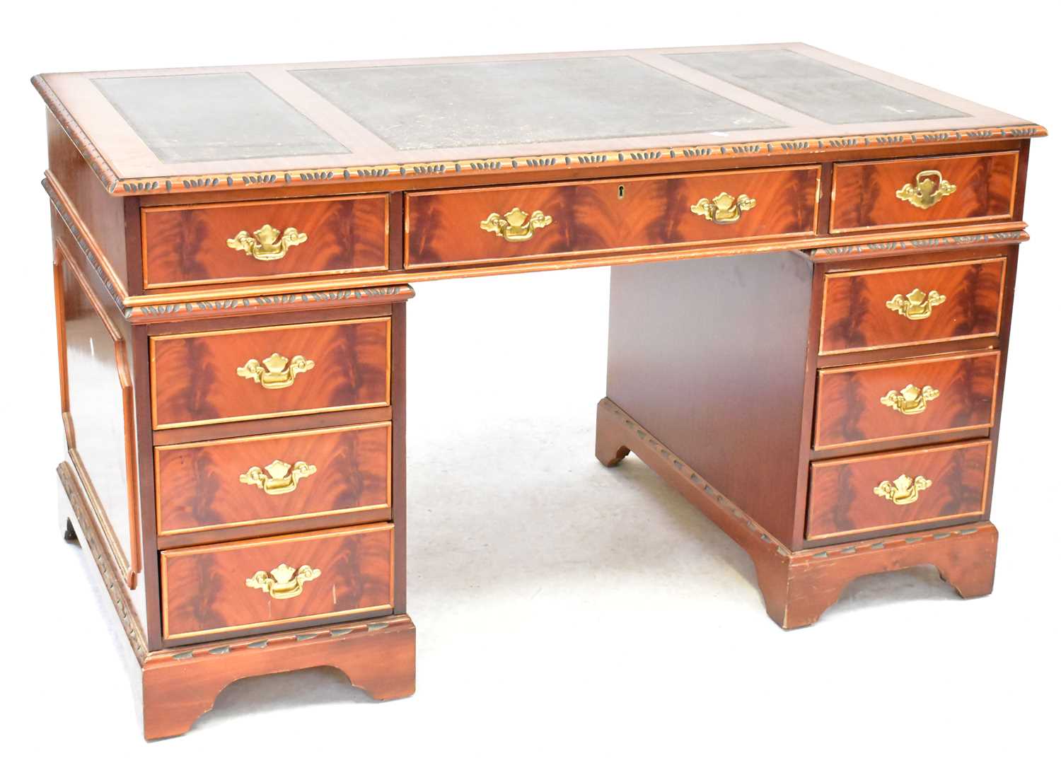 Lot 44 - A Regency-style mahogany pedestal desk, the...