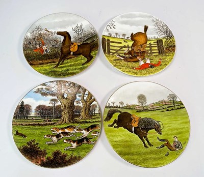 Lot 156 - CAULDON; four hand painted porcelain plates...