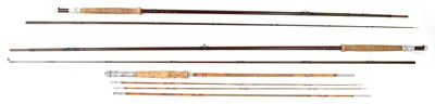 Lot 746 - Three vintage fishing rods, comprising a split...