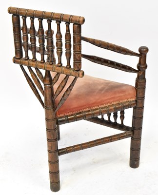 Lot 23 - An oak 'turner's' chair, with triangular seat,...