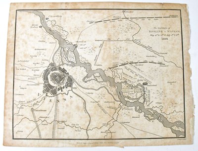 Lot 416 - A Napoleonic era map, The Battles of Essling &...