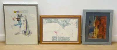 Lot 398 - Three 1970s pictures, a nude, an abstract, and...