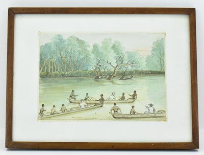 Lot 393 - A Victorian naive watercolour study, 'Bank of...