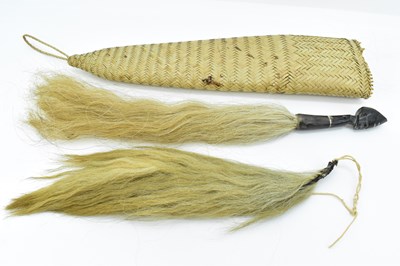 Lot 208 - A horn handled and white metal inlaid African...