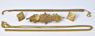 Lot 973 - A 9ct yellow gold Mizpah brooch with steel pin,...