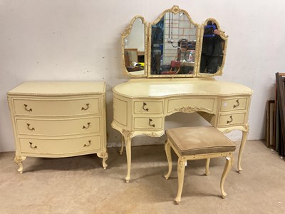 Lot 701 - A cream painted four piece bedroom suite,...