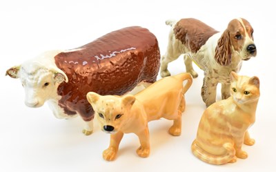 Lot 107 - BEWICK; four pottery animals comprising a...