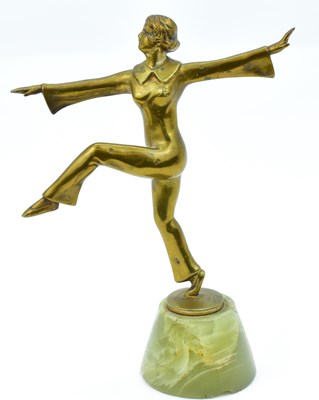 Lot 95 - An Art Deco brass figure of a lady dancer with...