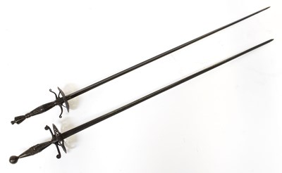 Lot 620 - Two 18th century steel rapiers, with triform...