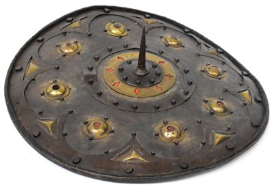 Lot 708 - A Scottish Targe type circular shield, brass...