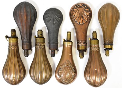 Lot 641 - Eight 19th century copper and brass shot...