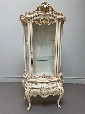Lot 1196 - A modern Louis XV style gilt and painted bombe...