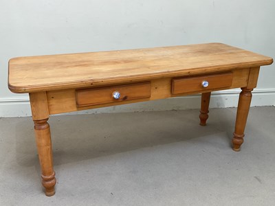 Lot 1218 - A pine country kitchen style dining table,...