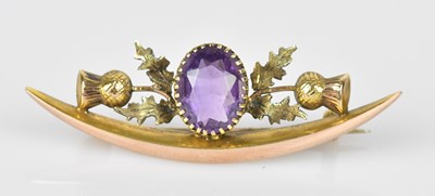 Lot 121 - An Edward VII 9ct gold amethyst set thistle...