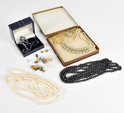 Lot 660 - A collection of pearl and beaded necklaces...