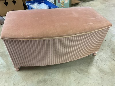 Lot 550 - Lloyd Loom laundry basket, with upholstered...