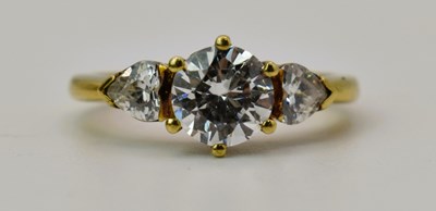 Lot 490 - An 18ct gold and white stone engagement ring,...