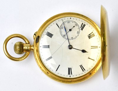 Lot 1025 - An 18ct yellow gold full hunter crown wind...