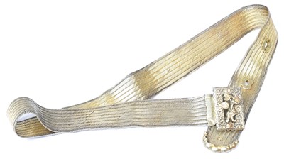 Lot 1001 - A gold-coloured woven wire belt set with a...