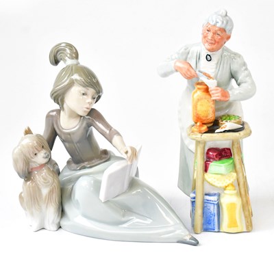 Lot 112 - LLADRÓ; a porcelain figure of a young woman...
