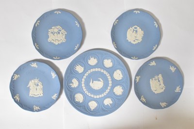 Lot 157 - WEDGWOOD; a large collection of blue jasper...