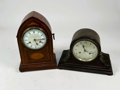Lot 301 - An Edwardian and satinwood inlaid domed clock,...