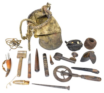 Lot 482 - DITTY BAG; a sailors ditty bag containing...
