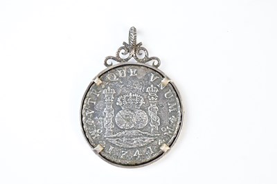Lot 473 - A 1740 eight Reals coin, by repute salvaged...